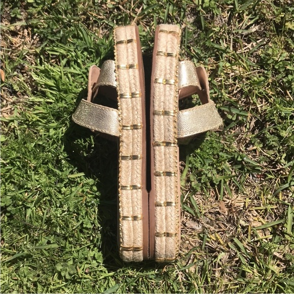 Anthropologie Kaanas Oia Infinity Flatform Espadrille Sandals in Gold Sz 7 - Picture 3 of 9